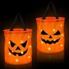 Led Light Halloween Trick Or Treat Bucket Pumpkin Candy Bags Collapsible Halloween Basket For Thanksgiving Party Gift Basket