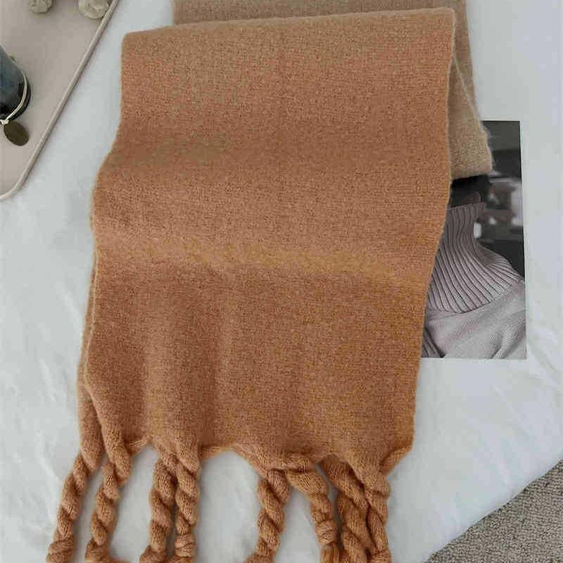 Encore Red Gradient Hanging Dyed Mohair Twist Braid Scarf Female Solid Color Couple Scarf Thick