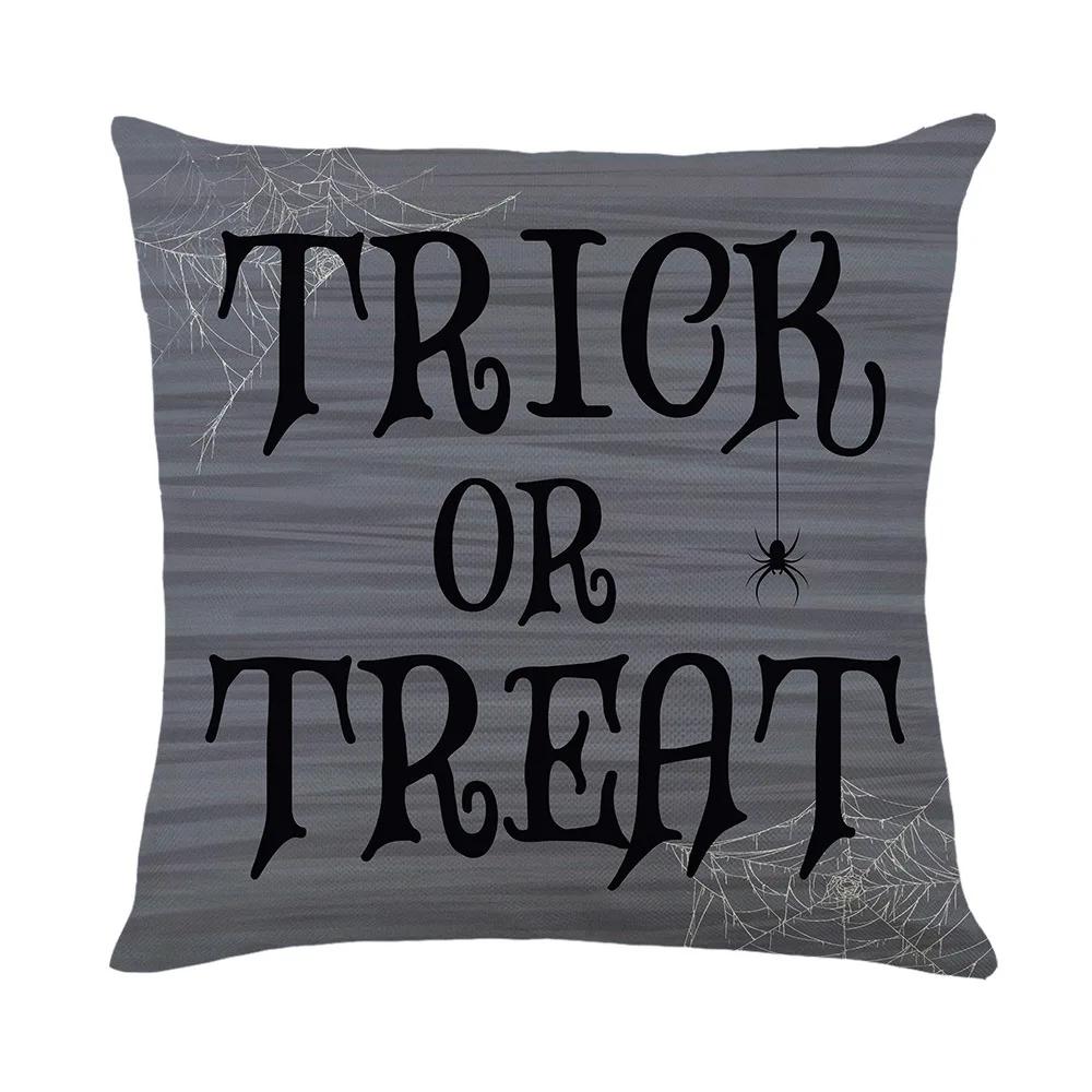 Happy Halloween Home Sofa Decoration Pillows Cushion Cover 18x18 Inches Linen Pillow Cover Halloween Pillowcase Festive Supplies