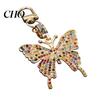 Butterfly Keychain Pendant Sparkling Rhinestones Shape Zinc Alloy Metal with Lobster Clasp Backpack Accessory