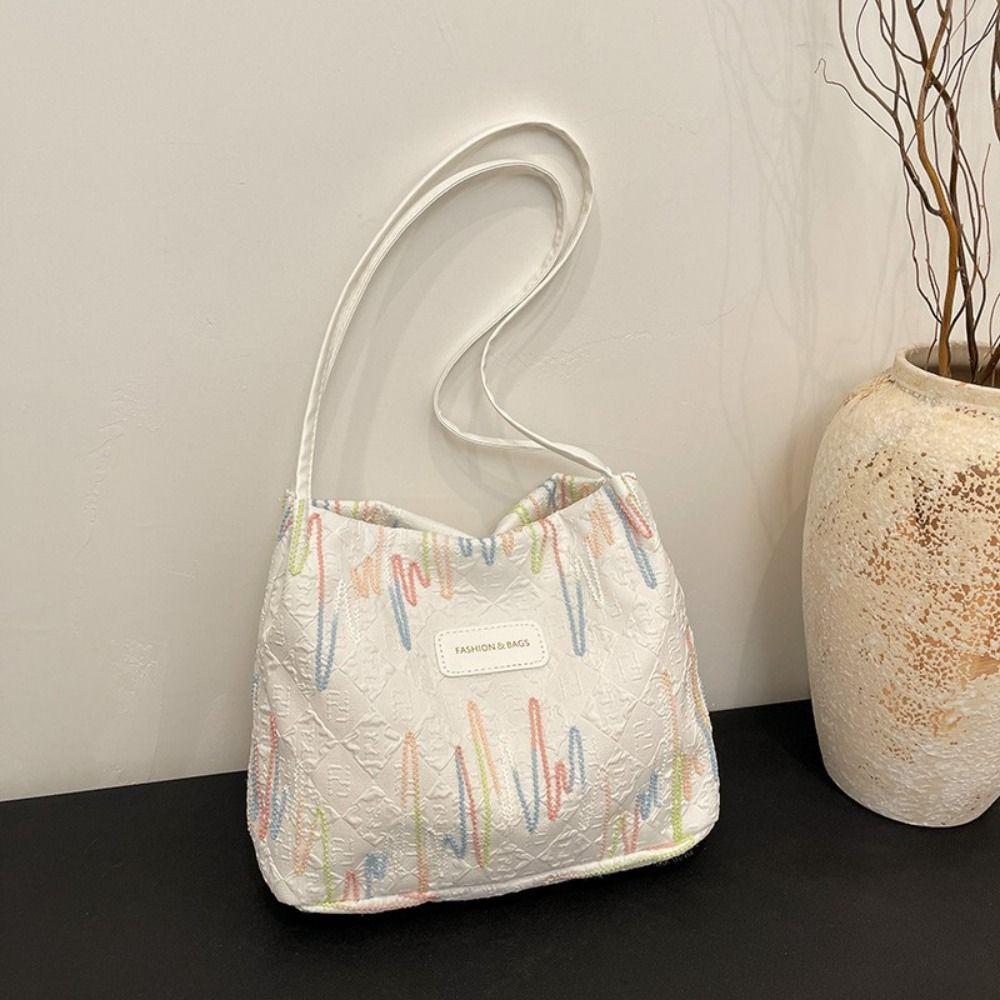 Large Capacity Nylon Underarm bag Korean Style Striped Tote Bag Shoulder Bag Women  Office Worker