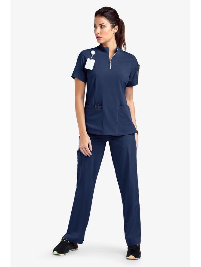Quick-Dry Short-Sleeve Zipper Gown for Beauty Salon/Hospital Nurses with Casual Stand-Up Collar