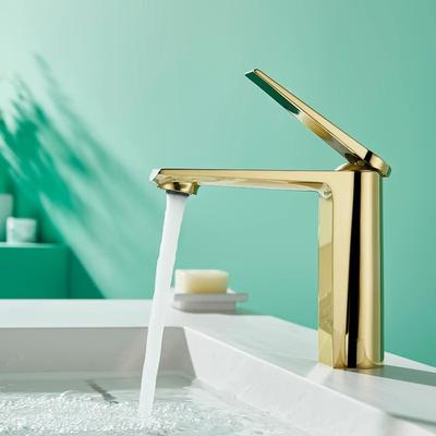 Tuqiu Gold Bathroom Faucet Gray Bathroom Basin Faucet Cold And Hot Water Mixer Sink Tap Single Handle Deck Mounted Tap
