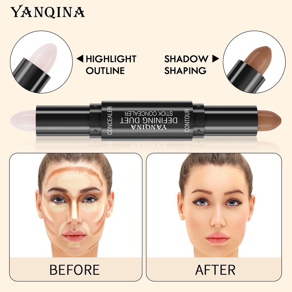 New Double-Ended Dual-Purpose Grooming Stick, Nose Shadow, Highlight And Brighten, Waterproof And Natural Three-Dimensional Concealer Pen