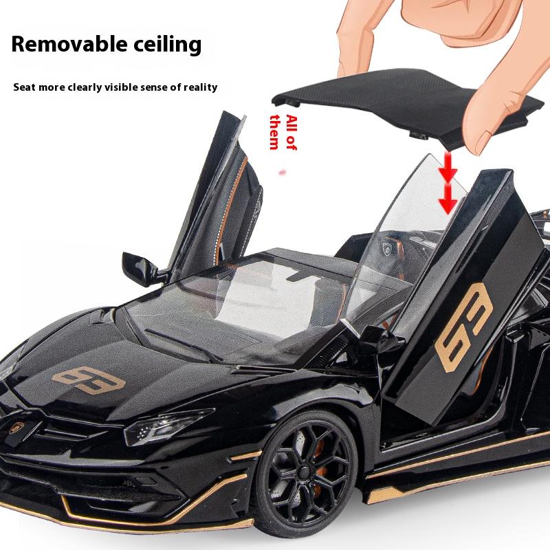 1/18 Scale Lamborghini Aventador SVJ Hidden Edition Race King Supercar Alloy Diecast Model Car Sound & Light Children Toy Gift Present