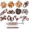 13 Pcs Brain Teaser Puzzles for Adults - Metal Puzzles 3D Puzzle Game Toys for Adults Teens - Wooden Unlock Interlocking Puzzle Adult IQ Education