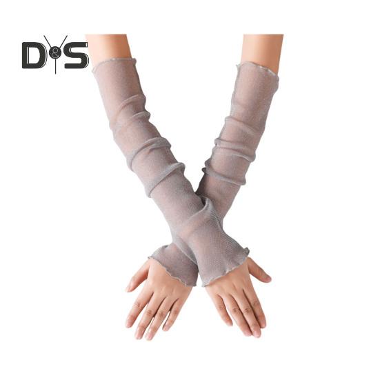 

Жіночі прозорі сітчасті рукави для рук Довгі ультратонкі мереживні рукавички без пальців Захист від ультрафіолетового сонця Охолоджуюча сітка з тюлю Сонцезахисні рукави для відпочинку на природі сірий