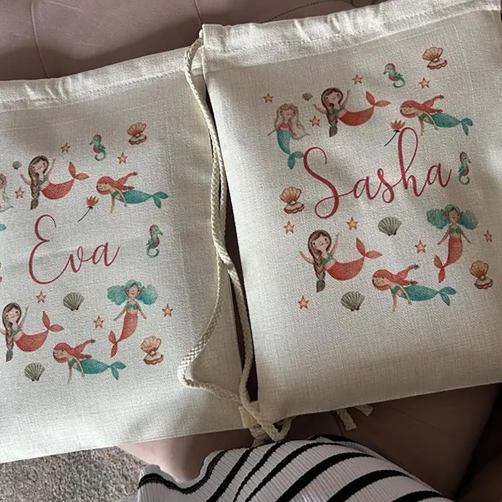 Personalized Goodie Bag Drawstring Backpack Kids Gym Swimming Bag Birthday Baby Shower Party Kindergarten Gift Back To School