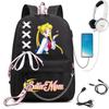 Sailor Moon Printed Student Backpack Ribbon Shoulder Bag Girls School Travel Backpack Large Capacity School Bag