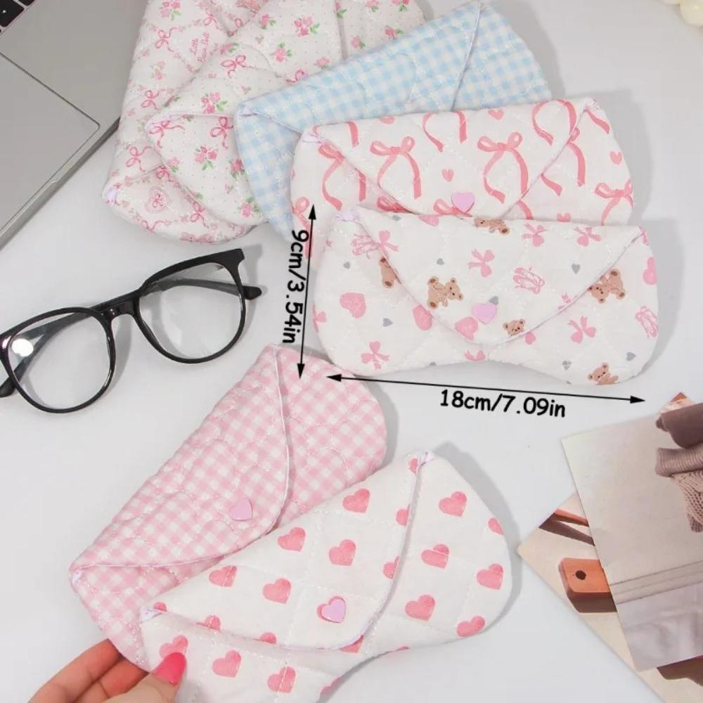 Ins Style Korean Handmade Cloth Love Printing Women's Cloth Glasses Bag Quilted Eyeglasses Pouch Heart Eyewear Storage Case