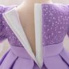 New European & American 1-Year-Old Girls' Bow Princess Dress with Puff Sleeves & Sequined Skirt
