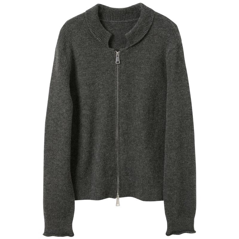 Sancai Damen 2025 Winter Stehkragen Reißverschluss Strickjacke