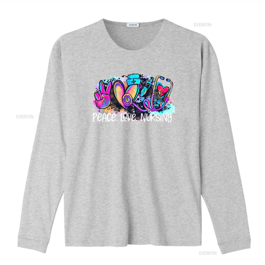 Peace Love Nursing School T Shirt Nurse Life Registered CNA RN Week  vintage Washed Versatile homme Slightly Unisex graphic