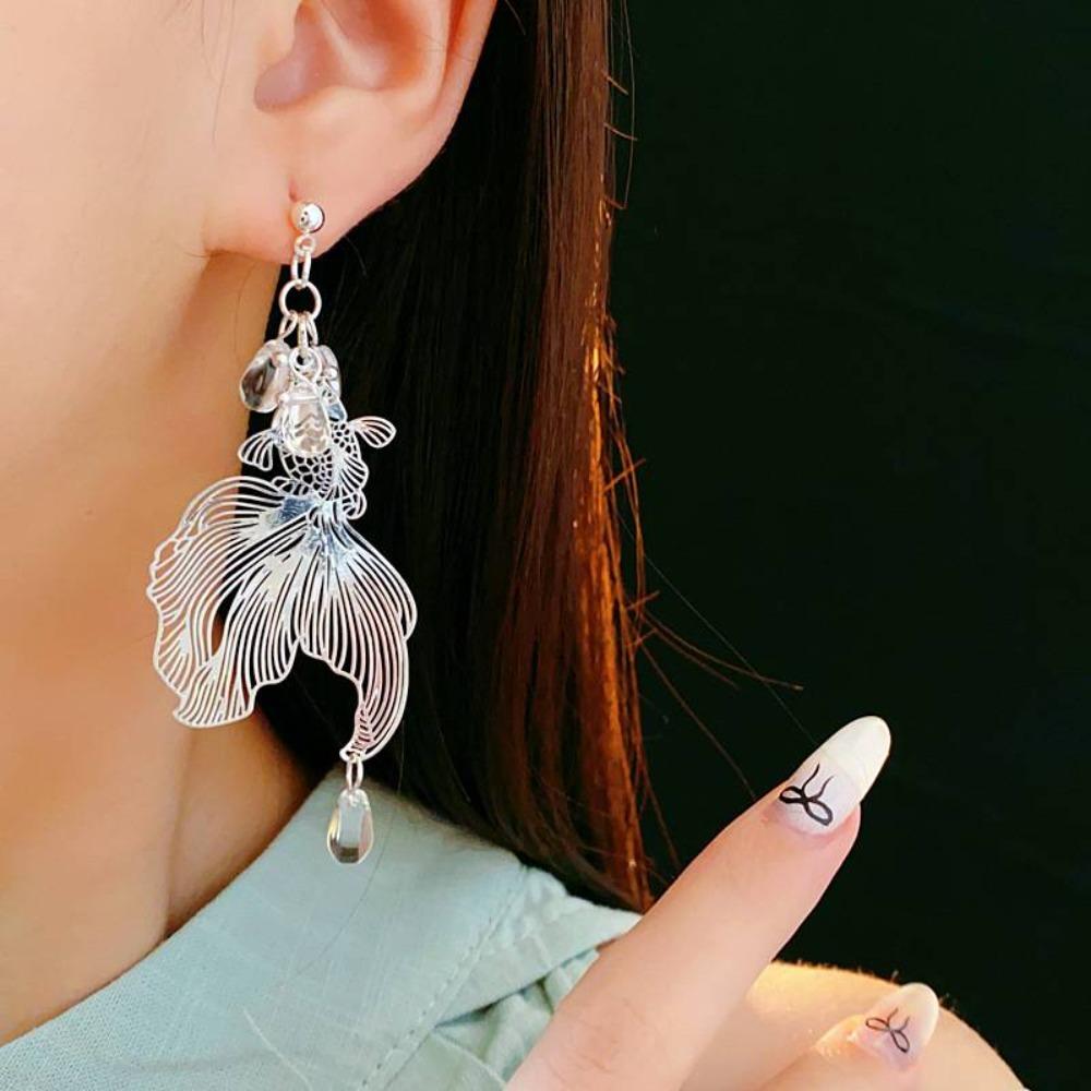 Koi Carp Pendant Goldfish Earrings Accessories Metal Dangle Earrings Goldfish Eardrop  Women