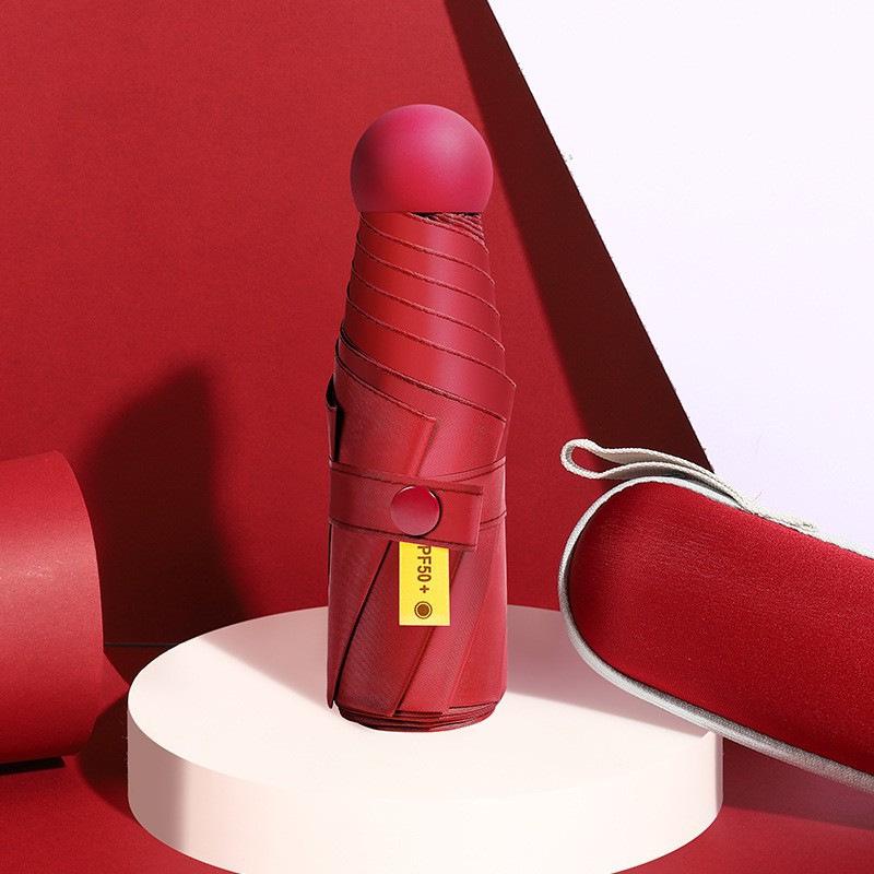 Portable Women's Sun Protection Umbrella - Mini Black Capsule Design