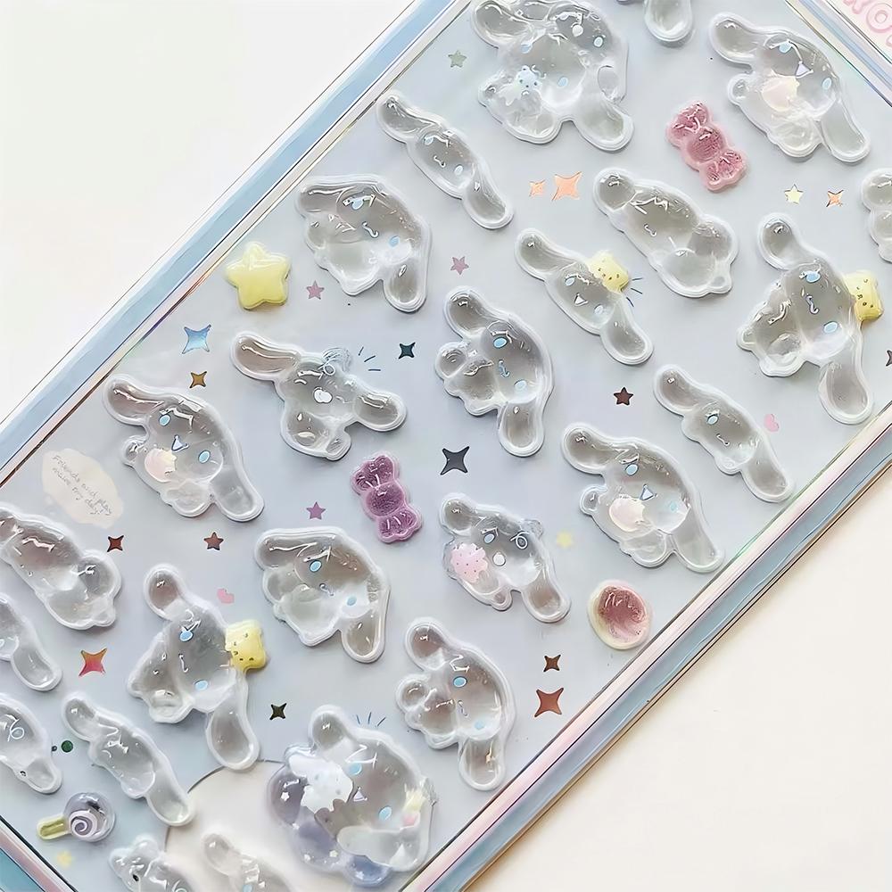Cute Sanrio Kuromi My Melody Cinnamoroll 3D Relief Stickers Kawaii Cartoon Crystal Decoration Sticker DIY Laptop Phone Toy Gift