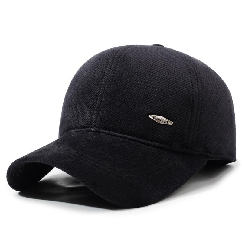 Men's Autumn Winter Woolen Hat Middle-Aged and Elderly Thick Warm Ear Protection Baseball Cap