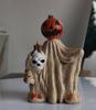 Resin Pumpkin In Cloak Halloween Home Decor Tabletop Ornament for Shelf Mantel