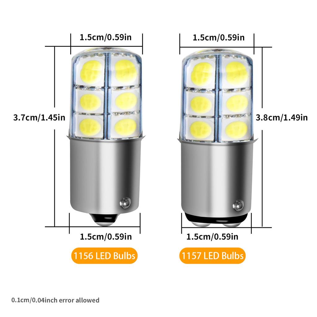 2/10 Pieces of 1156 BA15S P21W 1157 BAY15D P21/5W S25 G18 Grade A LED 5050 Chips Brake Light Bulbs Reverse Parking Turn Signals Bulbs 7