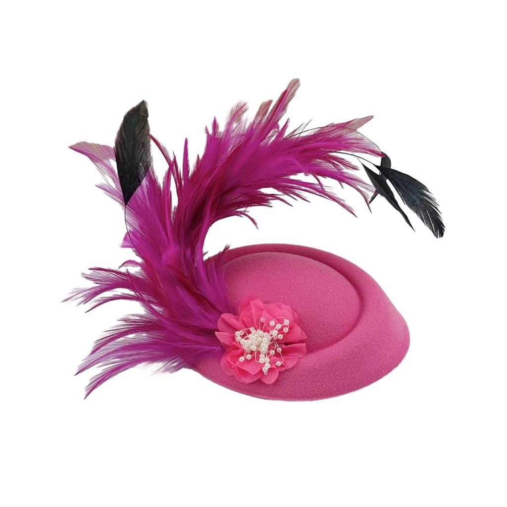 Girly Feather Felt Hat Shape Hair Clip Banquet Party Headband for Teens Medieval Party Taking Photo Anti-Slip Hairpin