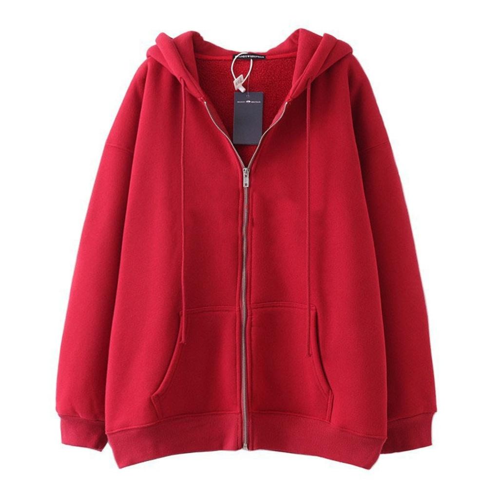 Felpa con cappuccio e zip lunga da donna, vestibilità larga, giacca casual con tasche