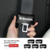 VIJT4 Car Seat Belt Buckle Cover Leather Protector Anti-collision Case For Skoda Kodiaq Octavia 2 3 Rapid Karoq Fabia Kamiq Superb