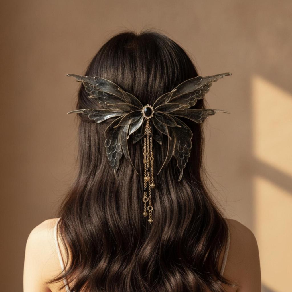 Fermacapelli Elettronico a Farfalla Ala di Farfalla Decorativa Ornamentale Traslucida per Capelli