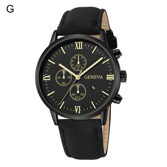 Men Quartz Watch Round Dial Precise Pointer Display Shockproof Scratch-resistant Calendar Faux Leather Strap Fashion Simple Male Business Quartz