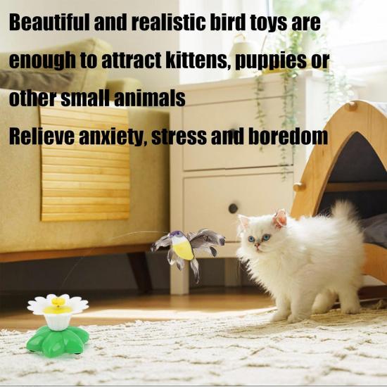 Electric Bird Teasing Cat Toy, Electric Bird Teasing Cat Toy with Lifelike Movement Sounds, Electric Flying Bird Interactive Toy for Kitten and Small