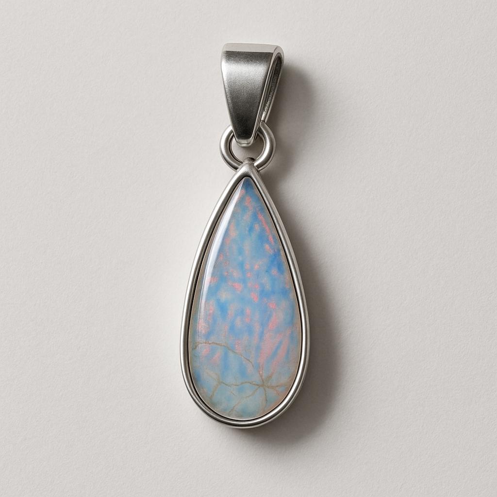 Natural Opal Pendant 925 Sterling Silver 16.45 ct Fire Pear October Birthstone for Gem Collections