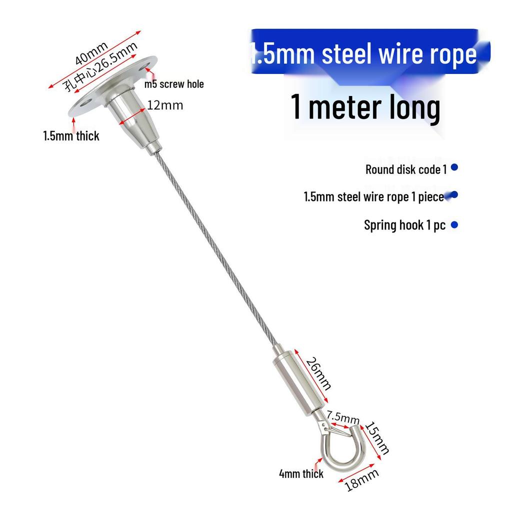 Adjustable Steel Wire Rope Hanging Kit with Chandelier Lock and Buckle