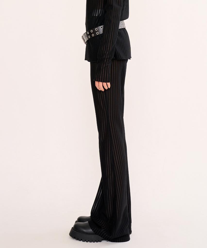 FANYOUNG See-Through Bootcut Leggings Black