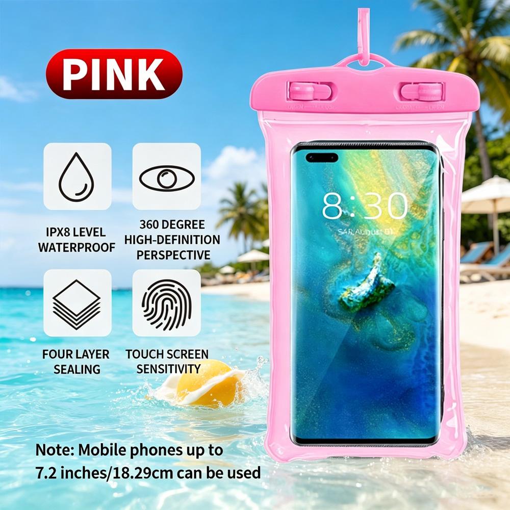 Floating Airbag Phone Waterproof Pouch With Lanyard, High Transparent Touch Screen Waterproof Phone Case For Beach Swimming Surf