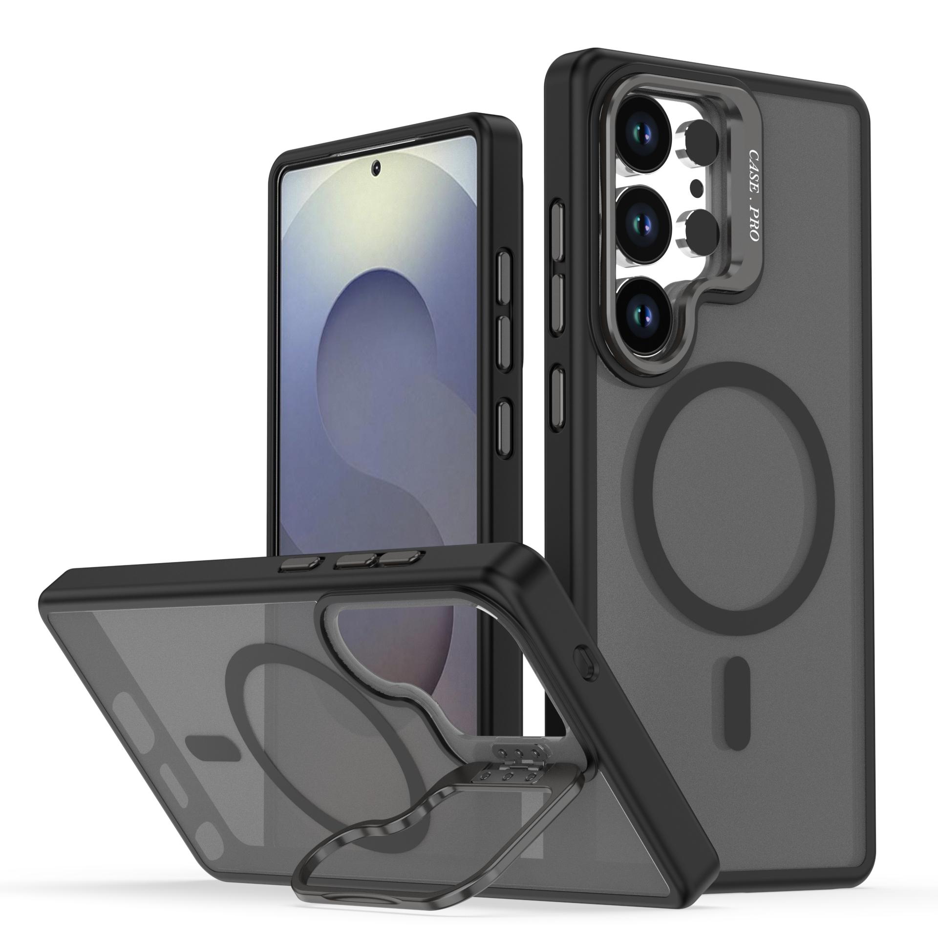 For Magsafe Magnetic Metal Lens Protection Stand Case For Samsung S26 S25 Edge S24 S23 S22 Ultra Plus FE Shockproof Cover fanda For Galaxy S26