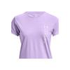 Under Armour Logo Print Solid Color Round Neck Short Sleeve T-Shirt Women T-Shirts Purple 1370760-515