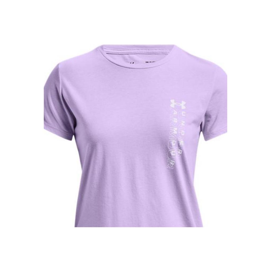 Under Armour Logo Print Solid Color Round Neck Short Sleeve T-Shirt Women T-Shirts Purple 1370760-515