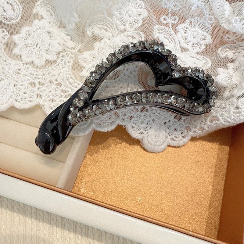 New Arrival French Chic Heart-Shaped Crystal Ponytail Hair Clip for Women, High Quality