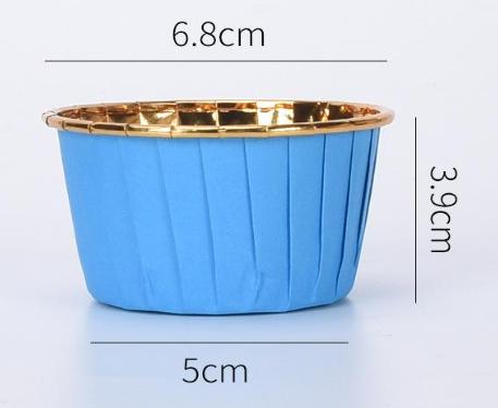 Muffin Cups, Cupcake Liners, Blue, Gold, 50 Pcs