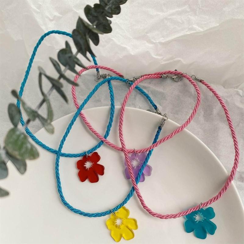 Acrylic Hollow Six Petal Flower Loose Beads Colorful Flower Charm Pendant DIY Accessories Necklaces Earring Jewelry Gift