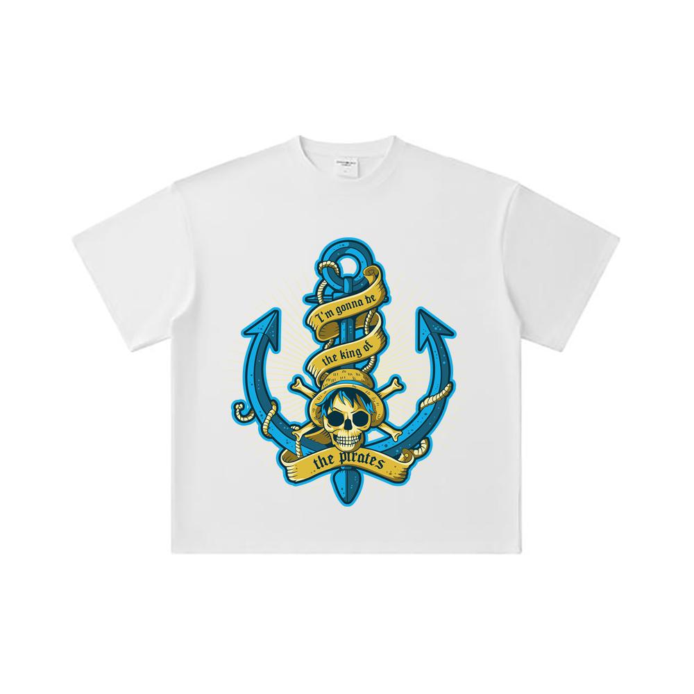 260 GSM Double Yarn 32 Count 100% Cotton One Piece V35 Luffy Kaido Logo Print Unisex Heavy Cotton T Shirt