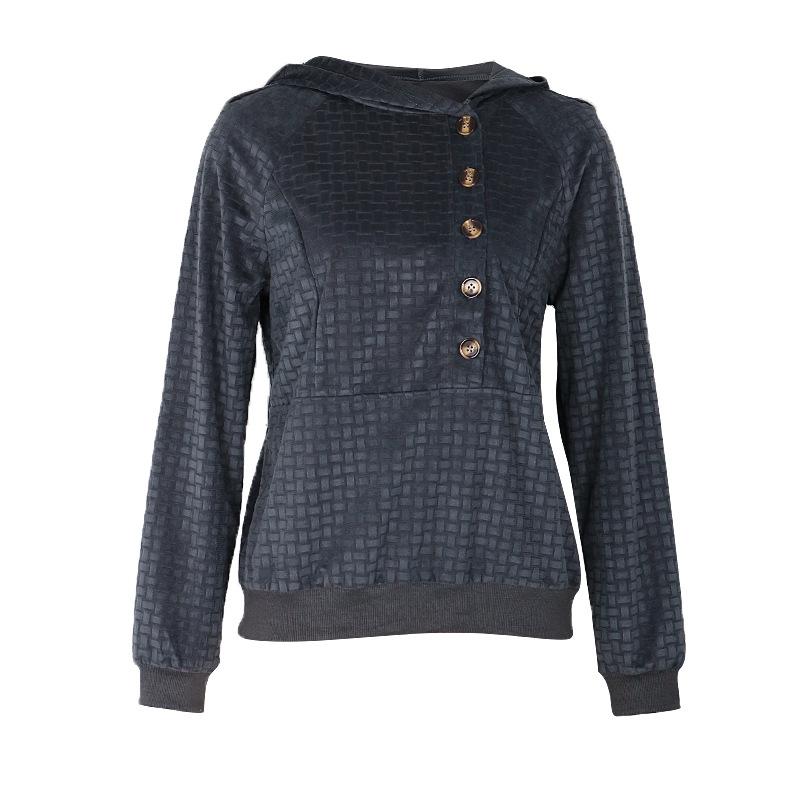 Sudadera de otoño para mujer, sudadera con capucha texturizada a la moda, Top de manga larga