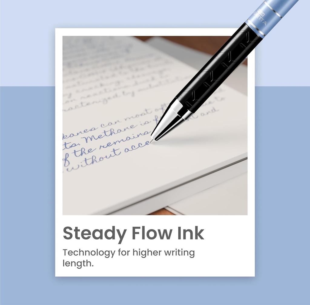 Linc Signetta Fine 0.7mm Ball Pen Blue Ink Smooth Writing Retractable Office School Use Quick Dry Pack of 1 X 10pcs
