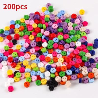200Pcs Random Color Mixing Decorative Buttons for Needlework Resin Plastic Button for Dolls Scrapbooking Sewing Buttons