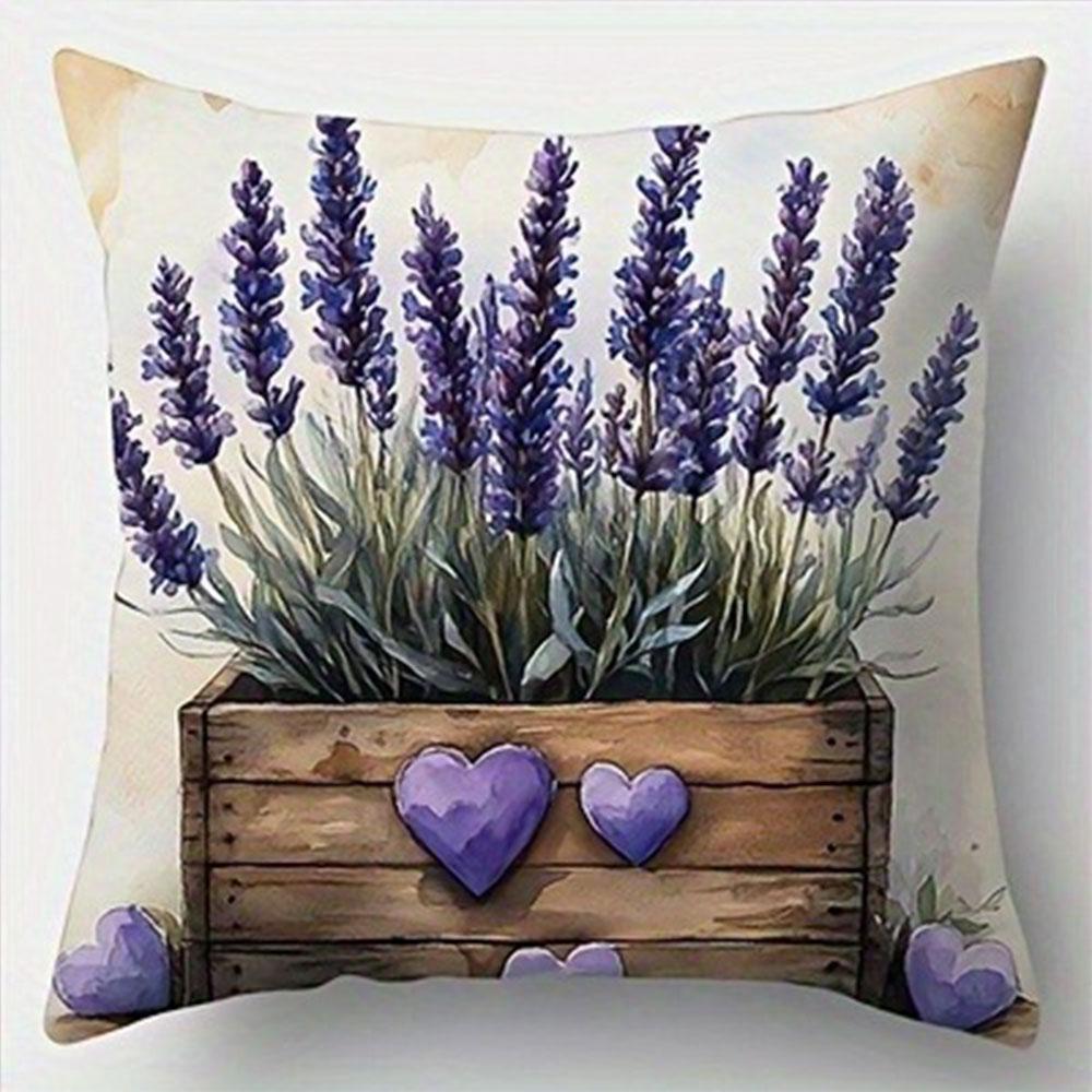 Romantic Lavender Style Cushion Cover Living Room Sofa Zipper Closed Decorative Pillow Cover Does Not Include Pillow Core