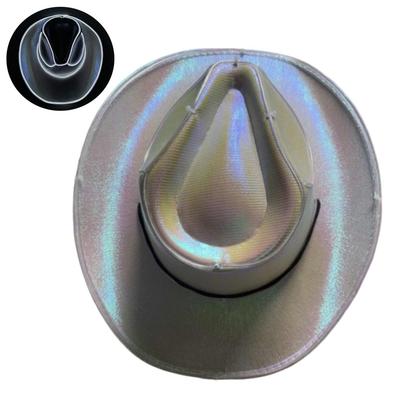 Pearlescent Neon Halloween Hats Cosplay Party Hats Sequined LED Luminous Cowboy Hat Colorful Cool Western Cowboy Hat