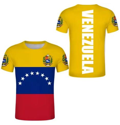 Venezuelan flag and emblem 3D printed T-shirt for women and men, high-quality clothing
