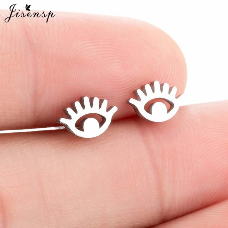 Small Stainless Steel Earrings Women Punk Jewelry Fashion Moon Leaf Scissors Snow Mountain Stud Earring Best Gift for Friends