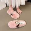 2025 French Large Size Flat Bottom Versatile Bag Head Half Slippers Femininity Slippers Fashion with Skirt Gentle Fluffy Shoes