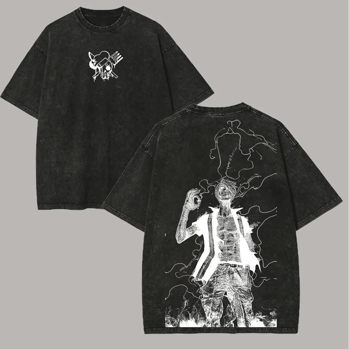 

Unisex One Piece Graphic T Shirt Men Women Vintage Wash Cotton Short Sleeve Tee Summer 2026 Y2k Streetwear Oversized Casual Tops L