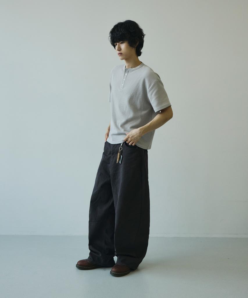 SIGNATURE Summer Wide Curved Dart Cotton Pants [Charcoal]